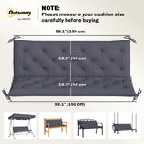 Porch Swing Cushion Garden Bench Cushion with Backrest, Non-Slip 3-Seater Soft Pad, 59.1