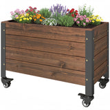 Raised Garden Bed with Wheels & Drainage Holes