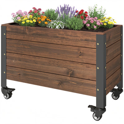 Raised Garden Bed with Wheels & Drainage Holes