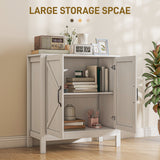 Sideboard Buffet, Kitchen Storage Cabinet with Barn Door and Adjustable Shelves