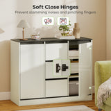Buffet Cabinet with Soft-Close Hinges, Modern Sideboard with 3 Drawers and 2 Adjustable Shelves