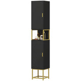 Tall Bathroom Storage Cabinet, Modern Narrow Bathroom Cabinet with Diamond Chevron Pattern and Adjustable Shelf