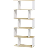 Étagère à livres 5 niveaux, Bibliothèque géométrique en S, Étagère haute et étroite pour le salon