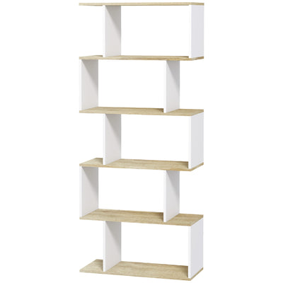 5-Tier Bookshelf, Geometric S Shaped Bookcase, Tall Narrow Display Shelf for for Living Room