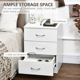 Bedside Table with 3 Drawers, Modern Wood Nightstand