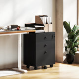 Petit Classeur 3 Tiroirs avec Serrure, Classeur de Rangement de Bureau Vertical avec Roulettes pour Bureau à Domicile