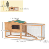 62'' L 2-Story Rabbit Hutch Bunny Cage Small Animal House with Pull Out Tray