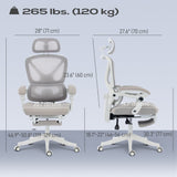 Mesh Desk Chair with Adjustable Headrest, Reclining Ergonomic Office Chair with Footrest