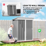 Outdoor Storage Shed, Steel Lean-to Shed with Adjustable Shelf, Lock, 5'x3'x6'