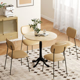 Dining Table for 2-4 People, Modern Round Kitchen Table with Pedestal Steel Base