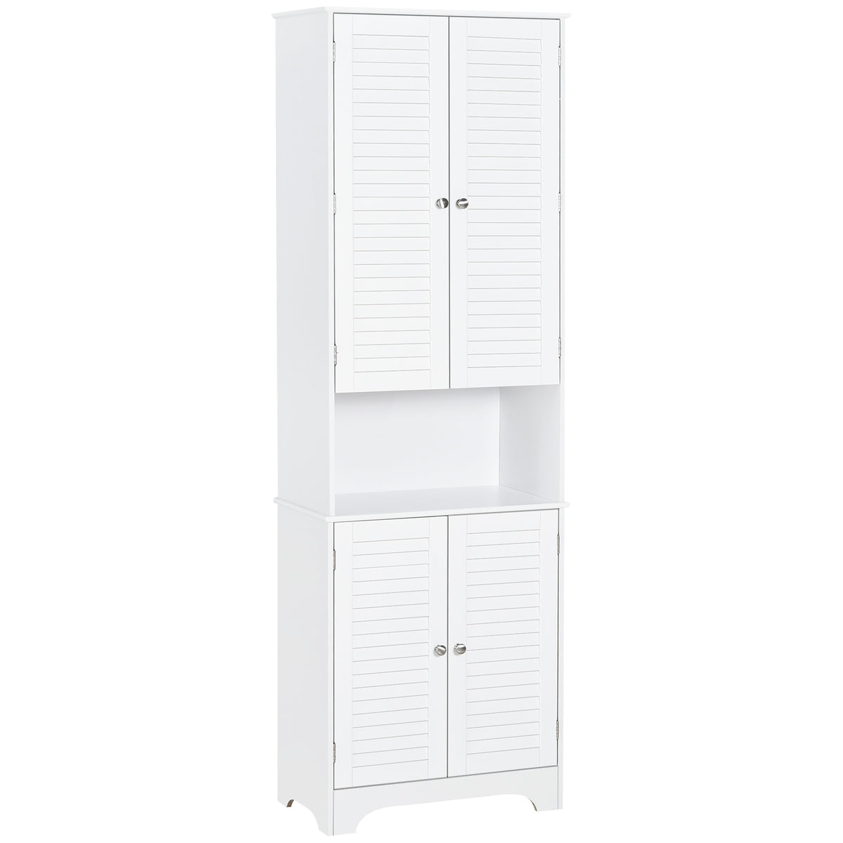 Tall Bathroom Storage Cabinet, Slim Bathroom Cabinet with 4 Shutter Doors and Adjustable Shelves