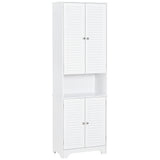 Tall Bathroom Storage Cabinet, Slim Bathroom Cabinet with 4 Shutter Doors and Adjustable Shelves