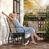 Banc glissoir extérieur avec table à café, chaise berçante loveseat 2 places patio avec sling respirant pour cour jardin porche