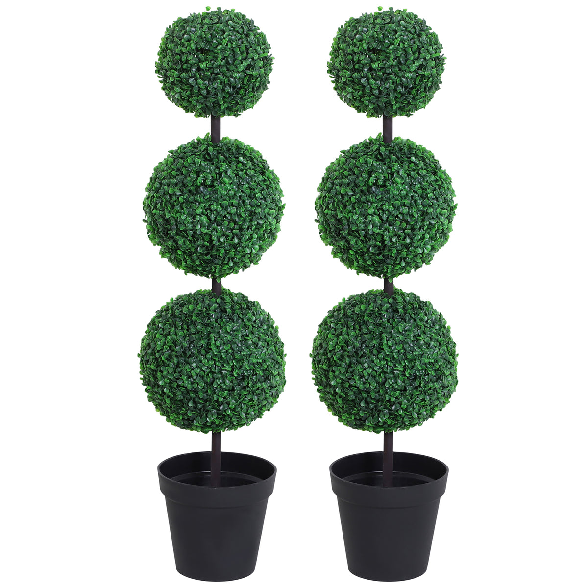 Set of 2 Artificial Ball Boxwood Topiary Trees, 44.1