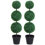 Set of 2 Artificial Ball Boxwood Topiary Trees, 44.1