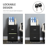 2 Drawer File Cabinet with Lock, Small Rolling Filing Cabinet for A4, Letter-Size Documents, Printer Stand for Home Office, 17