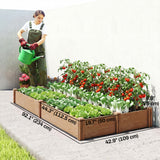 Wooden Raised Garden Bed, 8 x 4 x 1ft Elevated Garden Box with Dividers and Open Bottom