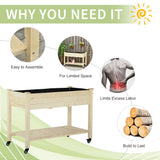 Mobile Raised Garden Bed Elevated Wood Planter Box with Lockable Wheels, Storage Shelf for Herbs Vegetables