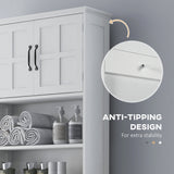 Modern Over The Toilet Storage, Bathroom Cabinets Over Toilet with Open Shelves and Double Door Cabinet