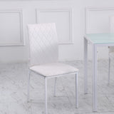 Modern Dining Chairs Set of 4, Upholstered Faux Leather Kitchen Chairs with Rhombic Tufting and Metal Legs for Living Room