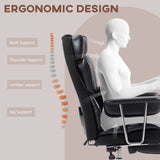 400LBS Massage Office Chair, Executive Office Chair with 6-Point Vibration, Footrest and Lumbar Support