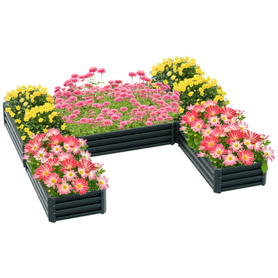 Steel Raised Garden Bed, Set of 5 Large Box Planters for Outdoor Plants Vegetables Flowers Herbs