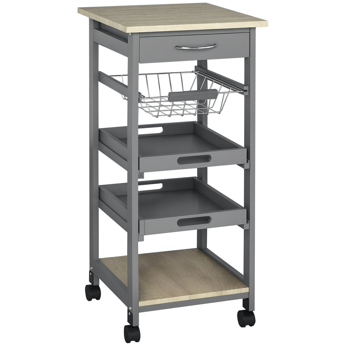 Rolling Kitchen Island Cart, Mobile Utility Storage Cart with Drawer, Removable Tray
