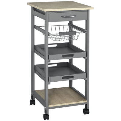 Rolling Kitchen Island Cart, Mobile Utility Storage Cart with Drawer, Removable Tray