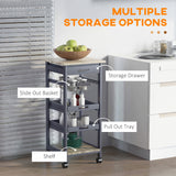 Rolling Kitchen Island Cart, Mobile Utility Storage Cart with Drawer, Removable Tray