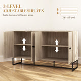 Buffet Sideboard avec 2 Tablettes Ajustables et Base en Acier, Meuble pour Téléviseur, Meuble-Bar pour Salon