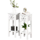 Nightstand Set of 2 with Drawer and Open Storage Shelf