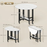 Folding Dining Table, Drop Leaf Table with Open Shelf, Rolling Kitchen Table for Dining Room, Small Spaces