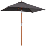 6.6x5ft Square Market Parasol, Wooden Patio Umbrella with Tilt Mechanism and 6 Bamboo Ribs