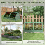 6' x 3' Metal Planter Box with Cover, Raised Garden Bed with Mini Greenhouse for Herbs