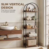 Bookshelf 5 Tier Arched Bookcase, 73.2