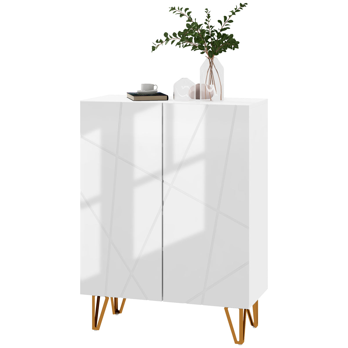 Armoire à chaussures étroite avec charnières à fermeture douce et tablettes réglables pour 15-20 paires de chaussures