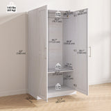Wardrobe Cabinet with Hanging Rod, Anti-Tipping and 2 Barn Doors