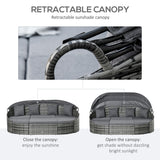 4 Pieces Patio PE Wicker Round Daybed