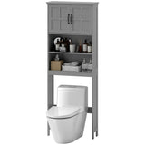 Modern Over The Toilet Storage, Bathroom Cabinets Over Toilet with Open Shelves and Double Door Cabinet