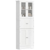 Freestanding Bathroom Cabinet with Glass/Louvred Doors, Tall Bathroom Cabinet for Kitchen