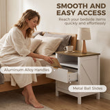 Modern Nightstand with 2 Fluted Drawers, Bedside Table with Open Storage Shelf