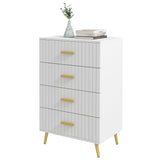 4 Drawer Cabinet, Chest of Drawers with Aluminium Legs and Gold Handles