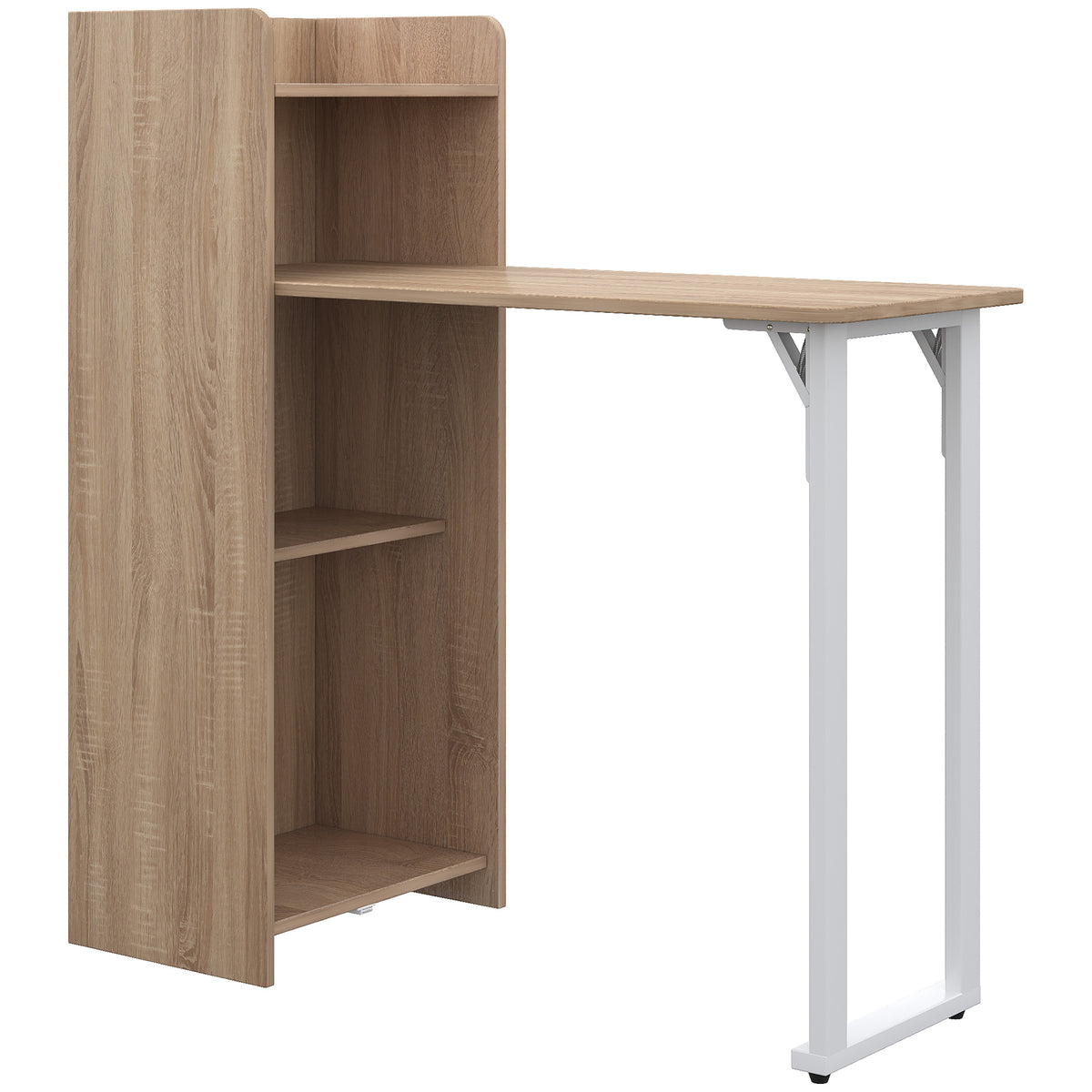 Table pliante 2 en 1, table de salle à manger gain d'espace avec étagère 4 étages pour petits espaces