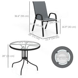 Five-Piece Steel Patio Set, with Glass-Top Table