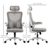 High Back Office Chair, Mesh Computer Desk Chair with Rotatable Headrest, Lumbar Back Support, Adjustable Height