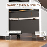 3 Drawer File Cabinet with Lock, Steel Vertical Filing Cabinet with 5 Wheels and Hanging Bar for A4/Legal/Letter, Home Office Printer Stand with Pre-Assembled Body