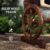 Wooden Outdoor Bench, Garden Patio Loveseat with Wagon Wheel Armrests